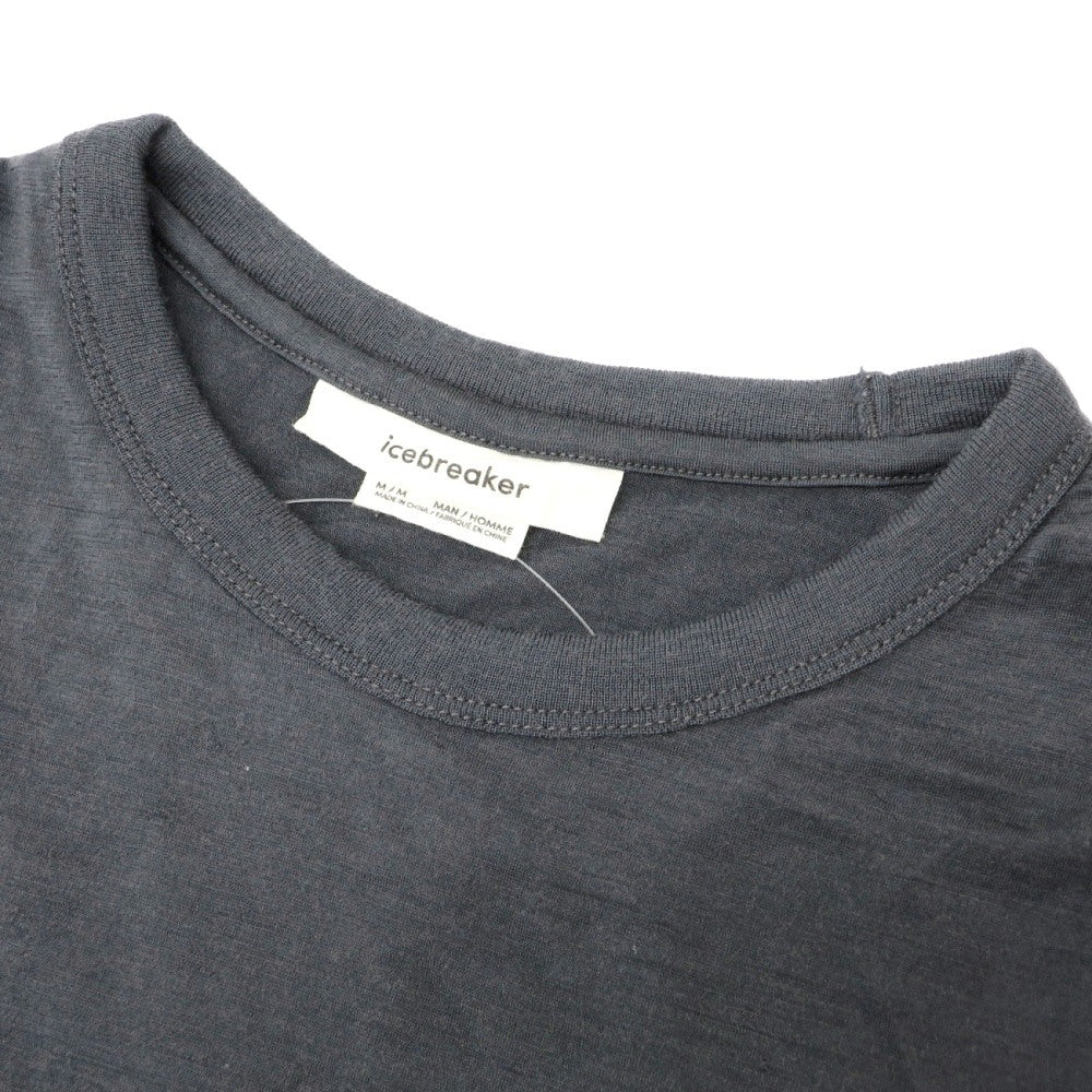 【中古】アイスブレーカー icebreaker メリノウール クルーネック 半袖ポケットTシャツ ダークグレー【サイズM】【 状態ランクB 】【 メンズ 】