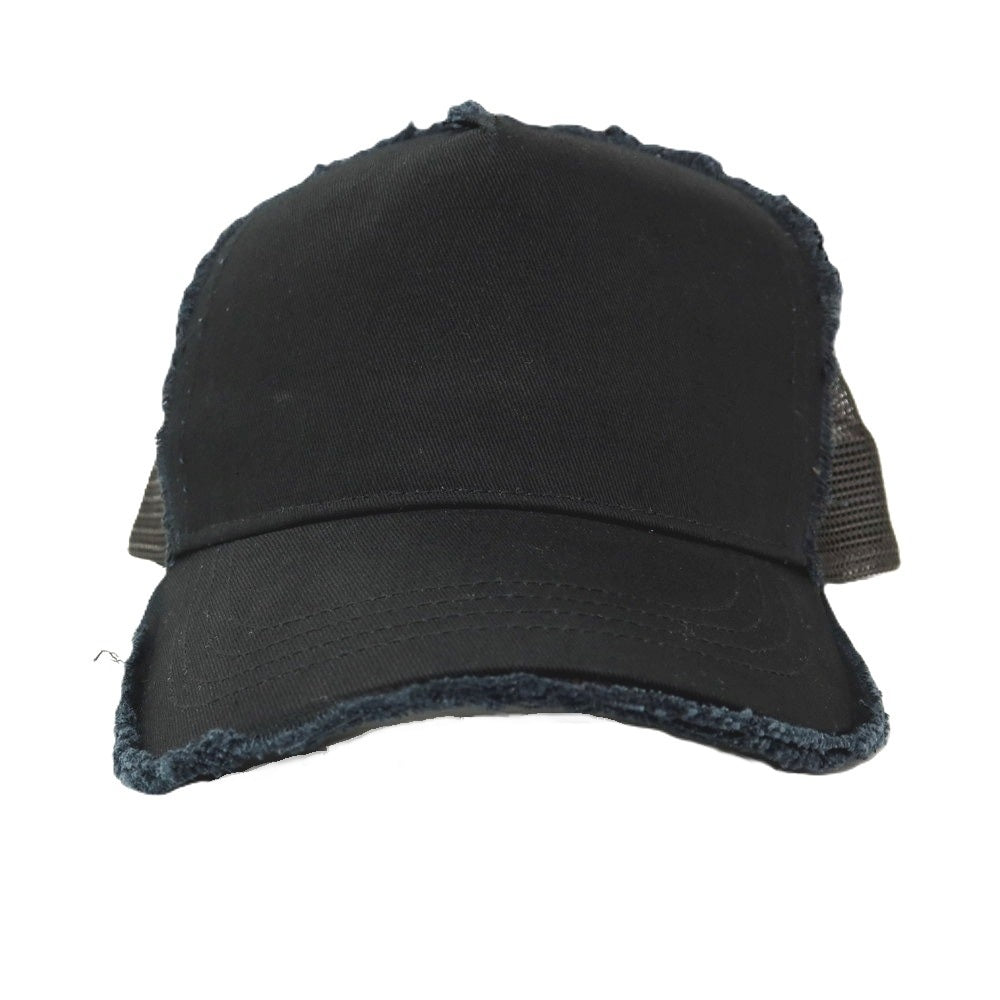 【中古】カンビオ CAMBIO ダメージ加工 メッシュキャップ 帽子 ブラックネイビー【サイズFREE】【 状態ランクB 】【 メンズ 】