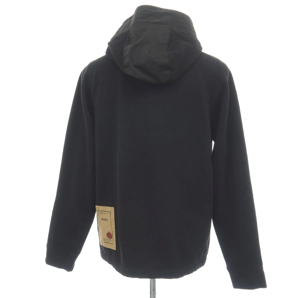 【中古】テンシー Ten c Knits コットン 異素材切り替え ハーフジップ プルオーバー パーカー ブラック【サイズS】【 状態ランクB 】【 メンズ 】