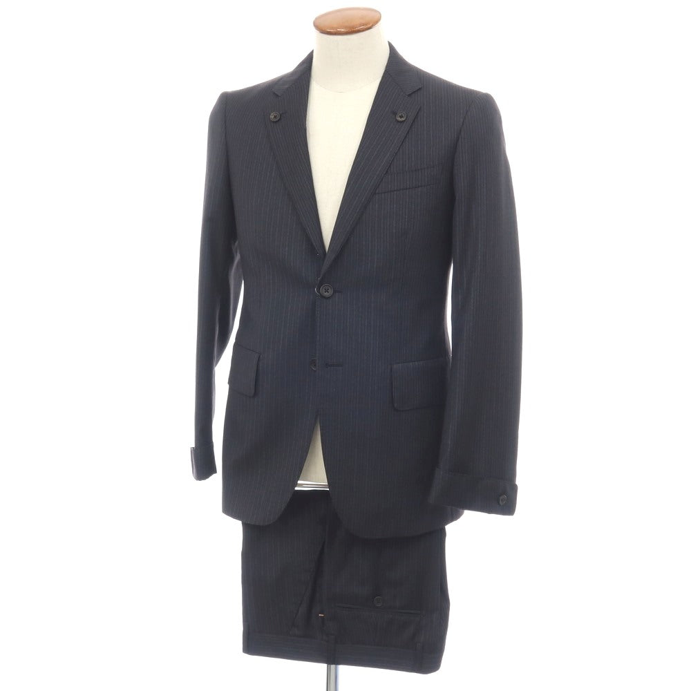 【中古】ポールスミスコレクション PAUL SMITH COLLECTION ウール ストライプ 2つボタンスーツ グレーxブラック【サイズM】【 状態ランクB 】【 メンズ 】