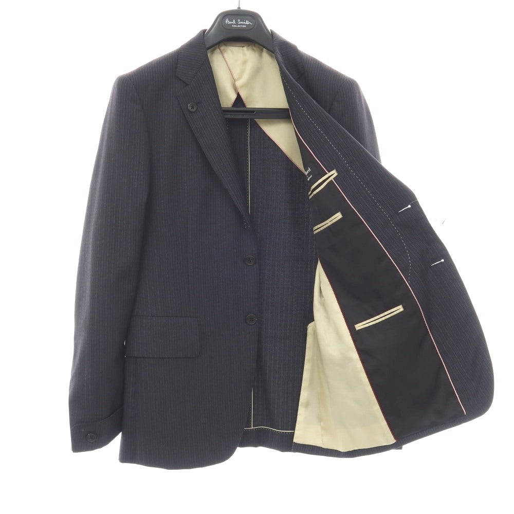 【中古】ポールスミスコレクション PAUL SMITH COLLECTION ウール ストライプ 2つボタンスーツ グレーxブラック【サイズM】【 状態ランクB 】【 メンズ 】