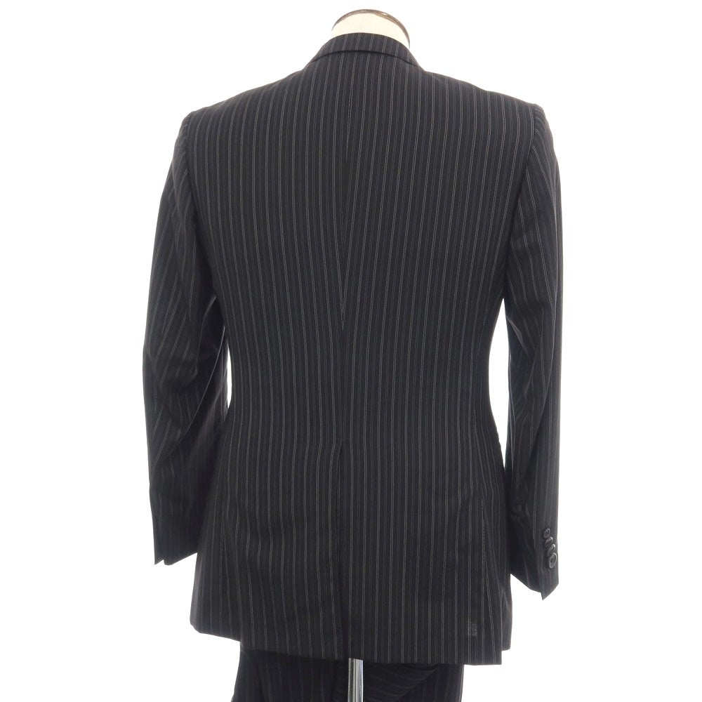 【中古】ポールスミスコレクション PAUL SMITH COLLECTION Super130’S ウール&シルク ストライプ 2つボタンスーツ ブラックxグレー【サイズL】【 状態ランクC 】【 メンズ 】