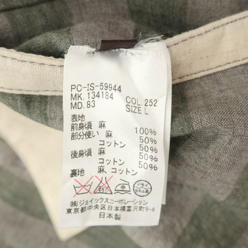 【中古】ポールスミスコレクション PAUL SMITH COLLECTION リネン ストライプ カジュアル系ジレ ベスト グレーxグリーン【サイズL】【 状態ランクB 】【 メンズ 】