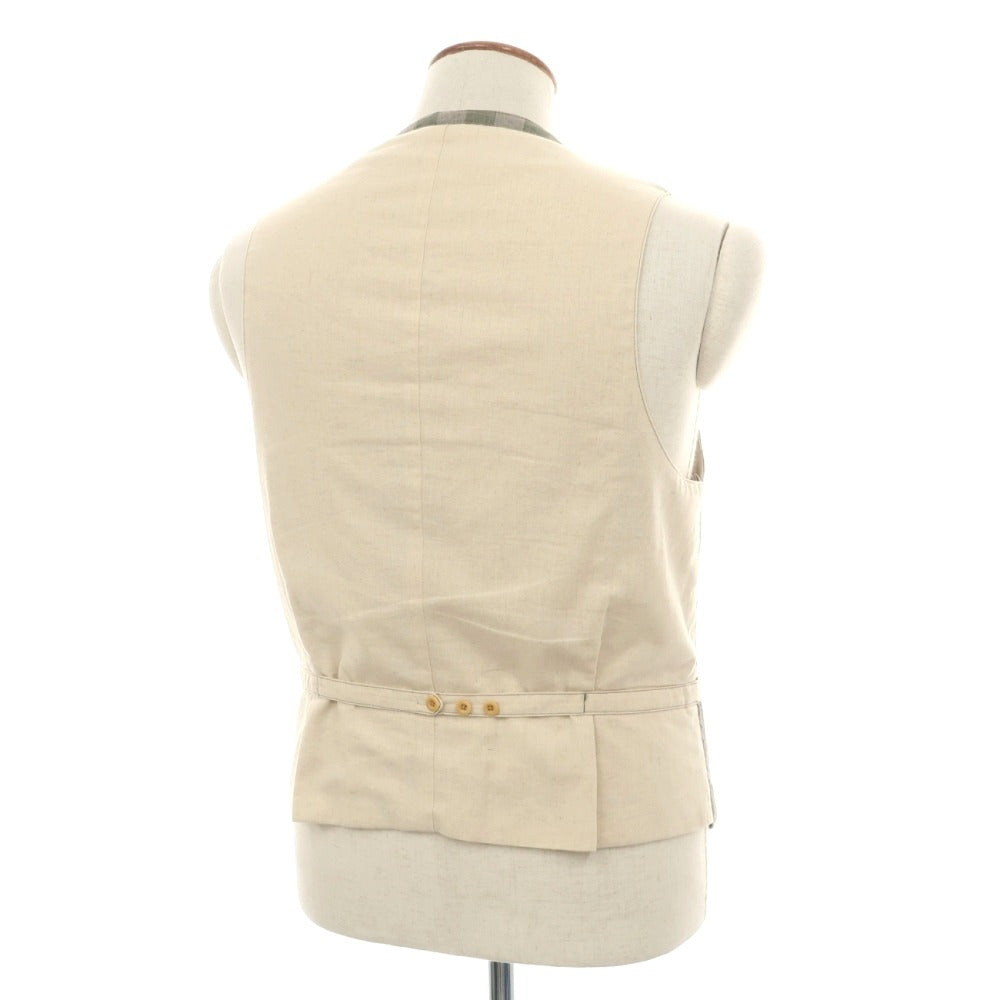 【中古】ポールスミスコレクション PAUL SMITH COLLECTION リネン ストライプ カジュアル系ジレ ベスト グレーxグリーン【サイズL】【 状態ランクB 】【 メンズ 】