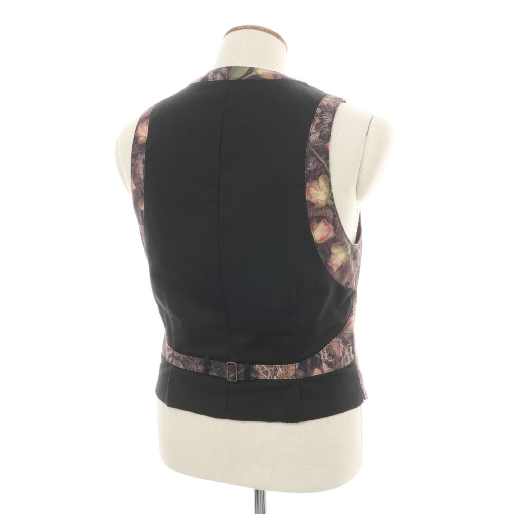 【中古】ポールスミスコレクション PAUL SMITH COLLECTION コットン ボタニカル柄 プリント カジュアル系ジレ ベスト ダークネイビーxグリーン【サイズL】【 状態ランクB 】【 メンズ 】