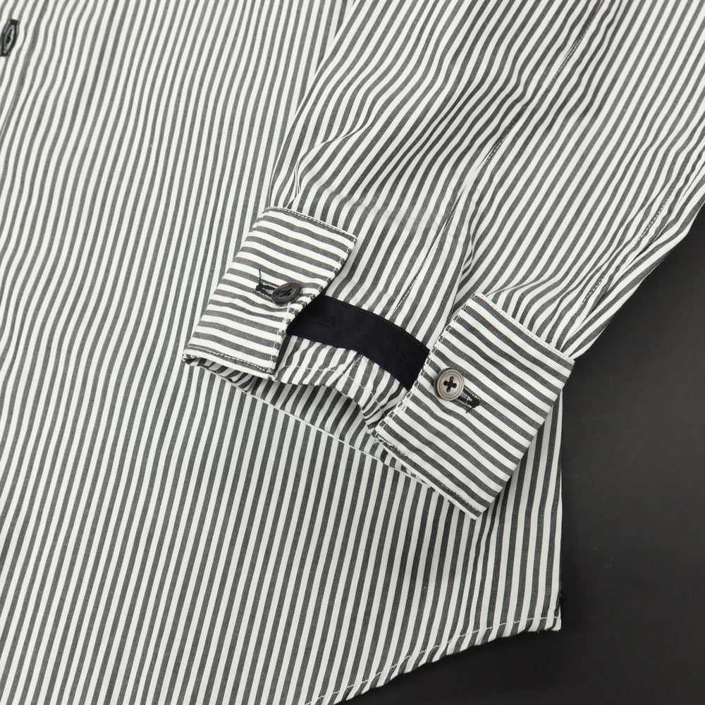 【中古】ポールスミスコレクション PAUL SMITH COLLECTION コットン ストライプ 変形ターンナップカフス カジュアルシャツ グレーxホワイト【サイズM】【 状態ランクB 】【 メンズ 】