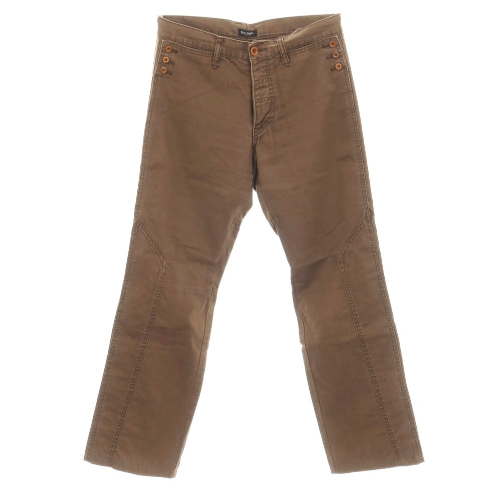 【中古】ポールスミスコレクション PAUL SMITH COLLECTION コットン 切り替えデザイン パンツ ブラウン【サイズ76】【 状態ランクC 】【 メンズ 】