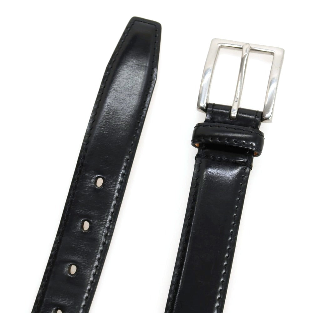 【中古】ポールスミスコレクション PAUL SMITH COLLECTION オイルアップ シェル コードバン レザー ベルト ブラックxシルバー【サイズXL/86】【 状態ランクB 】【 メンズ 】