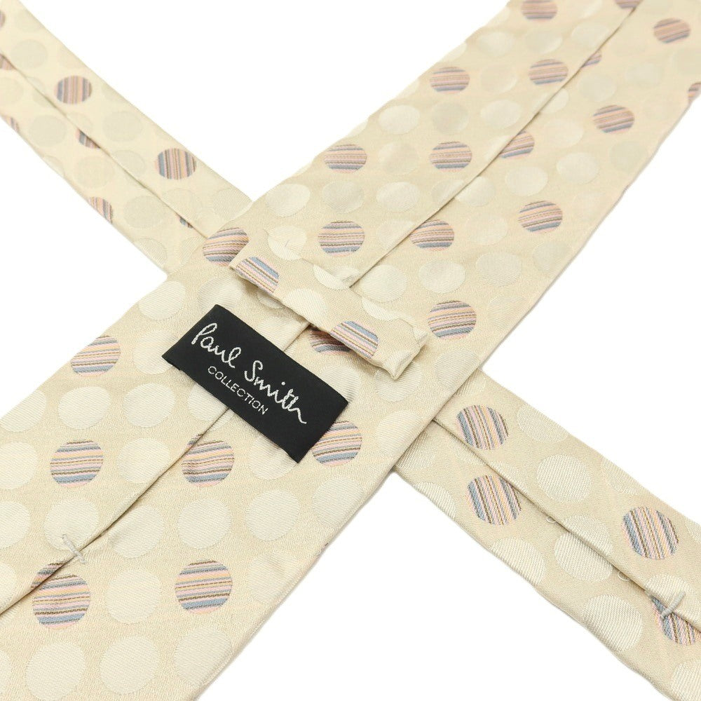 【中古】ポールスミスコレクション PAUL SMITH COLLECTION シルク ジャカード ドット柄ネクタイ ライトベージュ【 状態ランクB 】【 メンズ 】