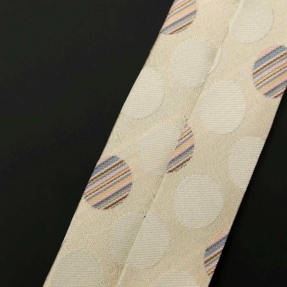 【中古】ポールスミスコレクション PAUL SMITH COLLECTION シルク ジャカード ドット柄ネクタイ ライトベージュ【 状態ランクB 】【 メンズ 】