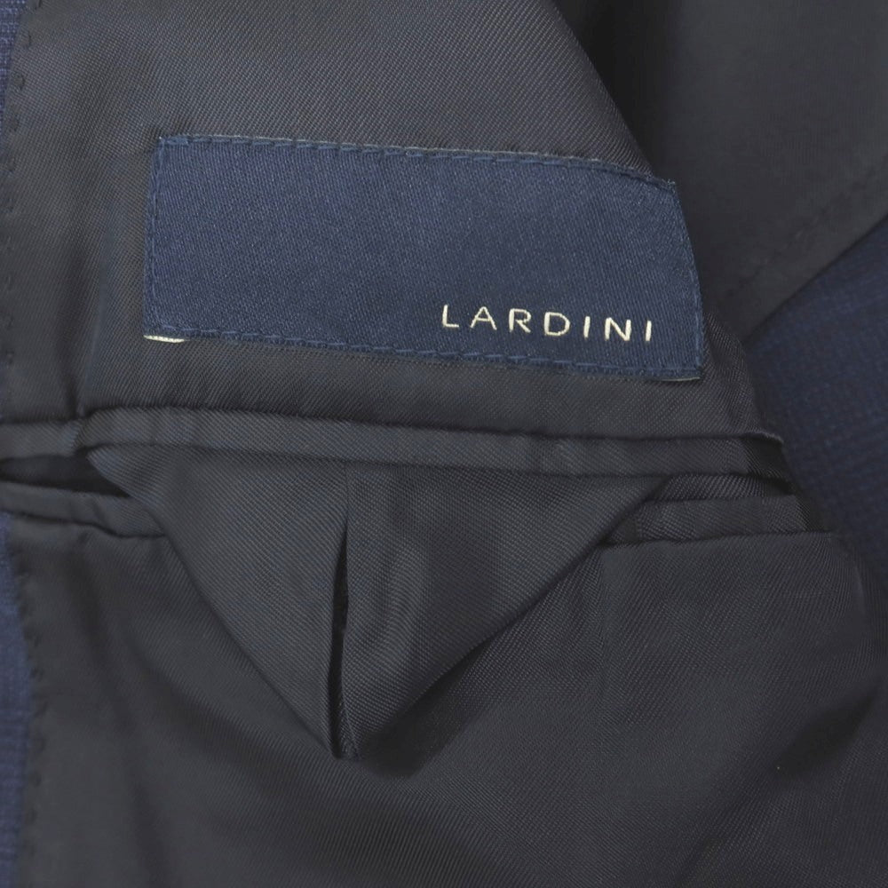 【中古】ラルディーニ LARDINI ウールポリウレタン チェック 3つボタンスーツ ネイビー【サイズ46】【 状態ランクC 】【 メンズ 】