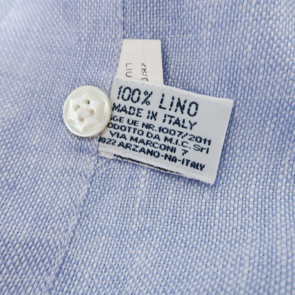 【中古】バルバ ダンディライフ BARBA DANDY LIFE リネン ワイドカラー ドレスシャツ ライトブルー【サイズ38】【 状態ランクC 】【 メンズ 】
