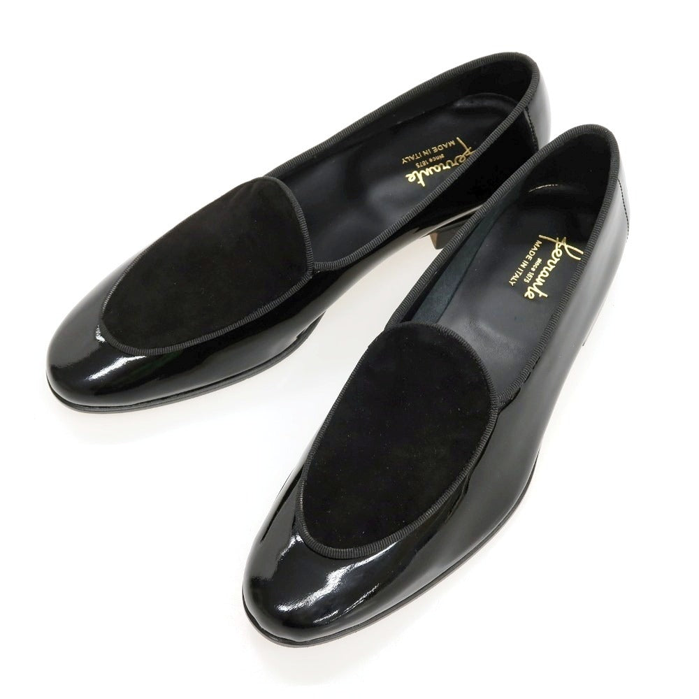 【新品アウトレット】フェランテ FERRANTE TREVI スエード パテント ローファー ブラック【サイズ6 1/2】【 状態ランクN- 】【 メンズ 】