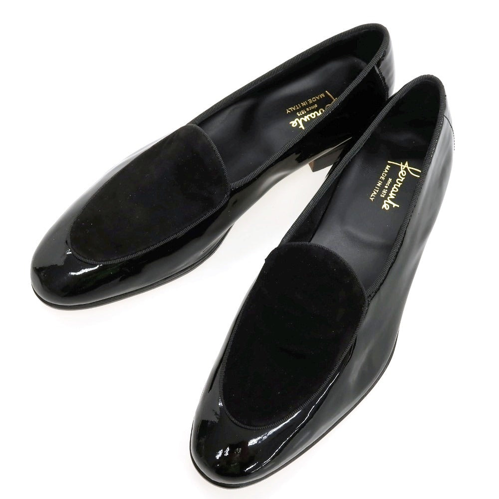 【新品アウトレット】フェランテ FERRANTE TREVI スエード パテント ローファー ブラック【サイズ6 1/2】【 状態ランクN- 】【 メンズ 】