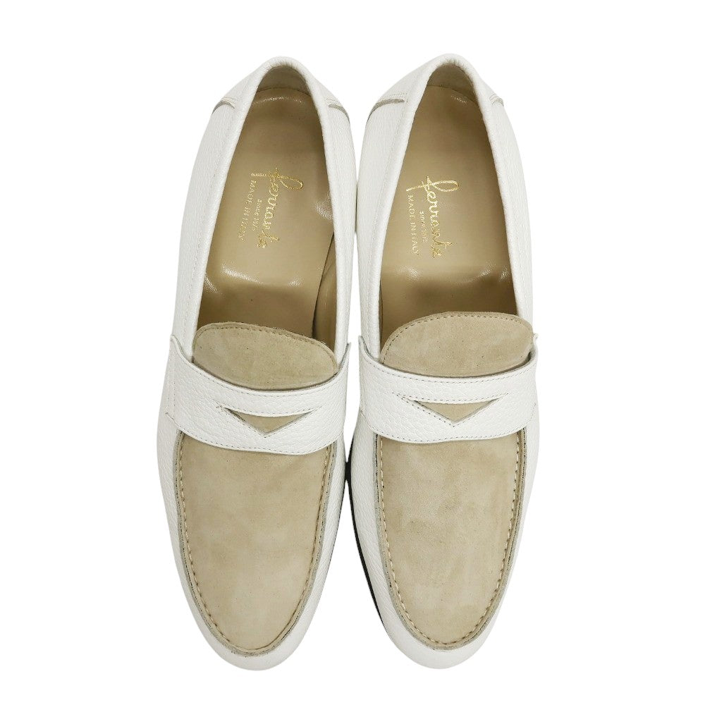 【新品】フェランテ FERRANTE MARE スエード シュリンクレザー ローファー ホワイトxベージュ【サイズ7】【 状態ランクN 】【 メンズ 】