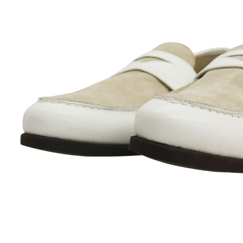 【新品】フェランテ FERRANTE MARE スエード シュリンクレザー ローファー ホワイトxベージュ【サイズ7】【 状態ランクN 】【 メンズ 】