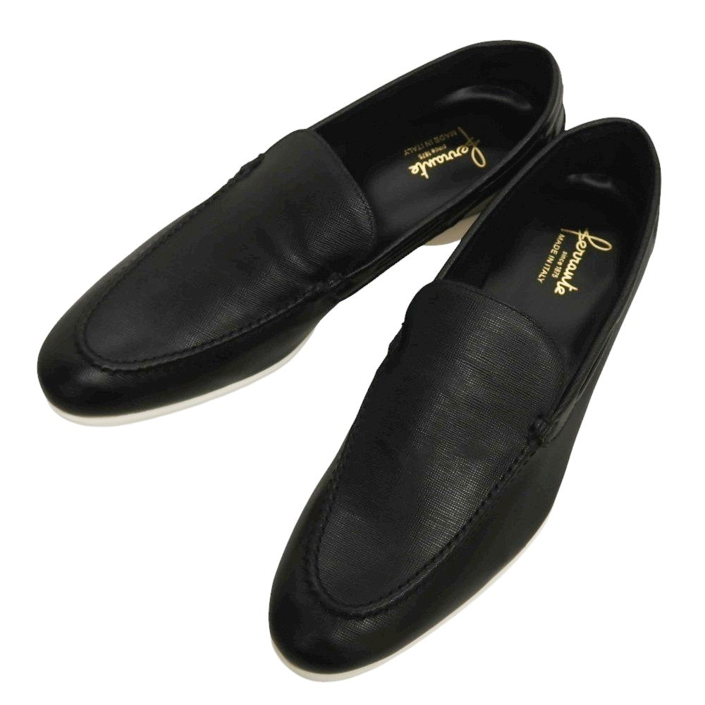【新品】フェランテ FERRANTE NAVY/M 型押しレザー ローファー ブラック【サイズ7 1/2】【 状態ランクN 】【 メンズ 】