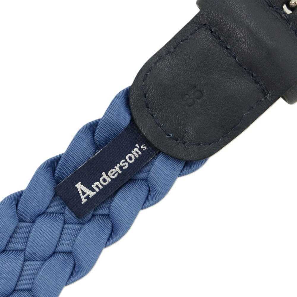 【新品】アンダーソンズ Andersons レザー×ナイロン メッシュベルト ブルーxダークネイビー【サイズ85】【 状態ランクN 】【 メンズ 】
