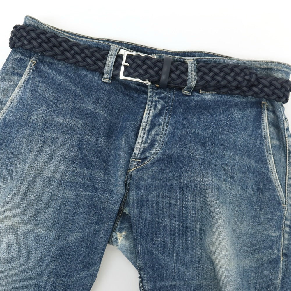 【新品】アンダーソンズ Andersons レザー×ナイロン メッシュベルト ダークネイビー【サイズ85】【 状態ランクN 】【 メンズ 】