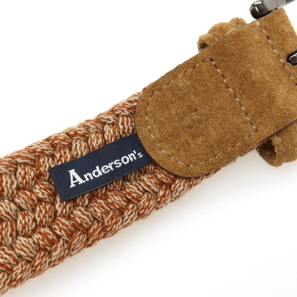 【新品】アンダーソンズ Andersons ウール系 エラスティック ゴム メッシュベルト オレンジブラウンxグレージュ【サイズ85】【 状態ランクN 】【 メンズ 】