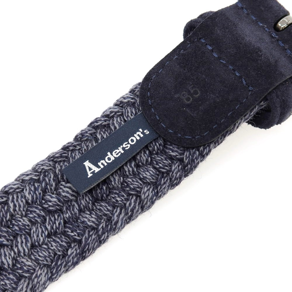 【新品】アンダーソンズ Andersons ウール系 エラスティック ゴム メッシュベルト ネイビーxグレー【サイズ85】【 状態ランクN 】【 メンズ 】