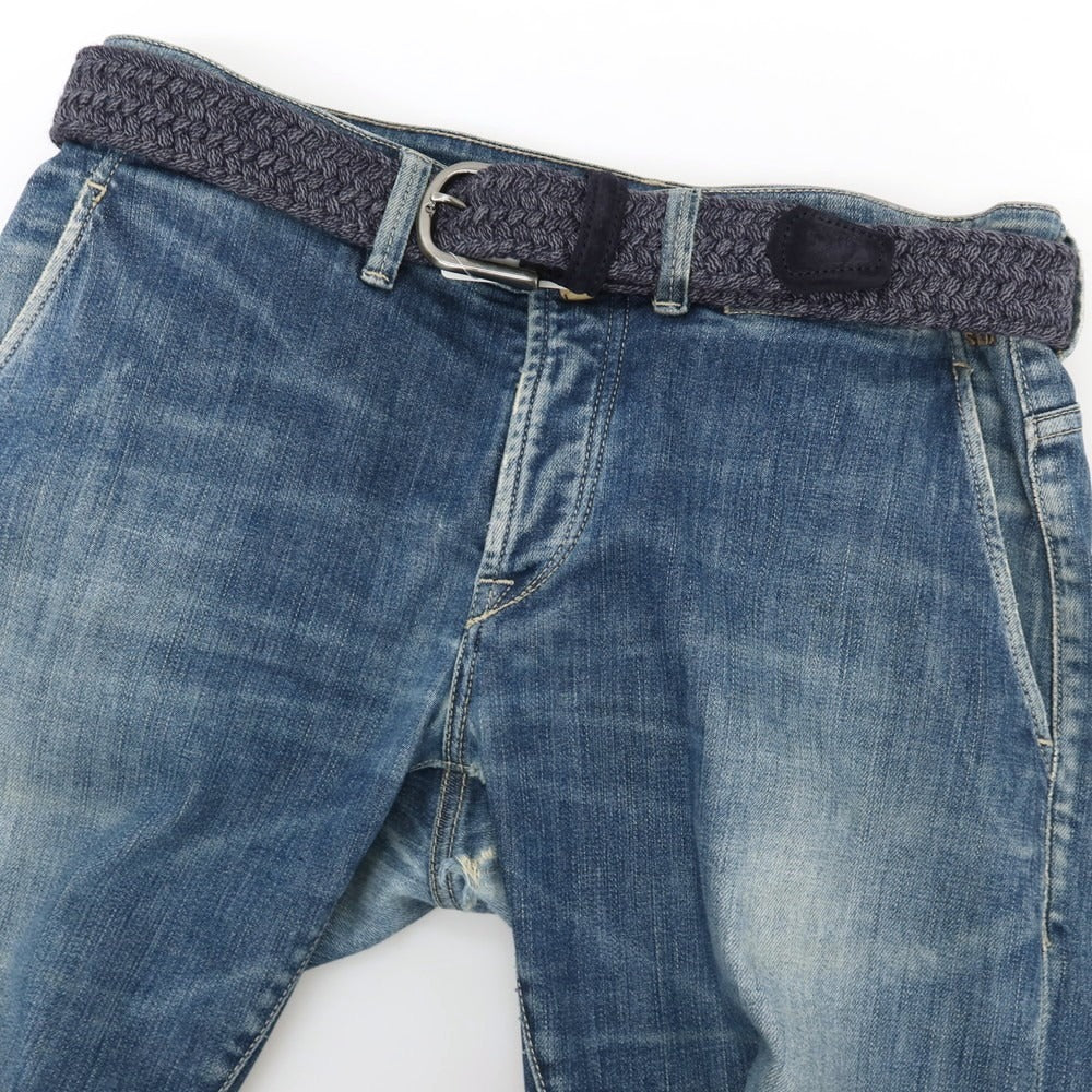 【新品】アンダーソンズ Andersons ウール系 エラスティック ゴム メッシュベルト ネイビーxグレー【サイズ95】【 状態ランクN 】【 メンズ 】