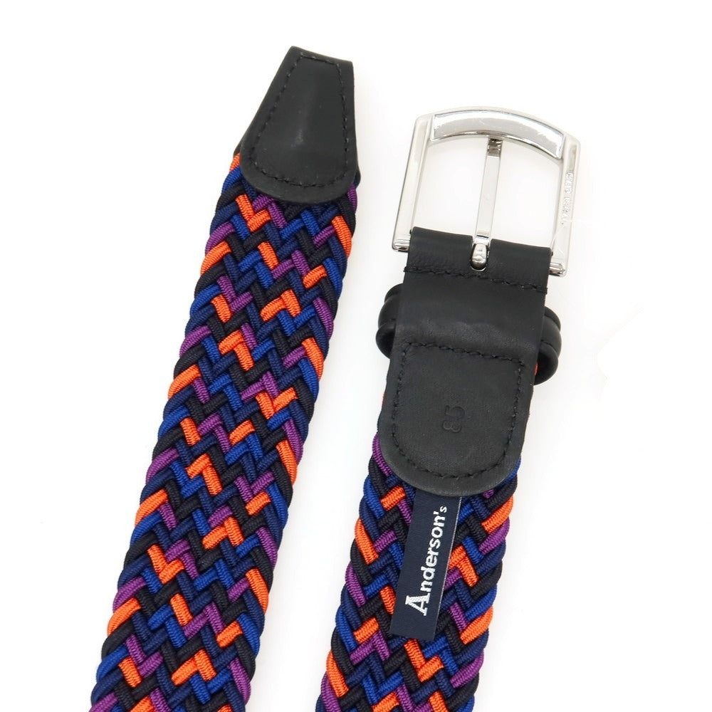 【新品】アンダーソンズ Andersons エラスティック ゴム メッシュベルト ブラックxマルチカラー【サイズ85】【 状態ランクN 】【 メンズ 】