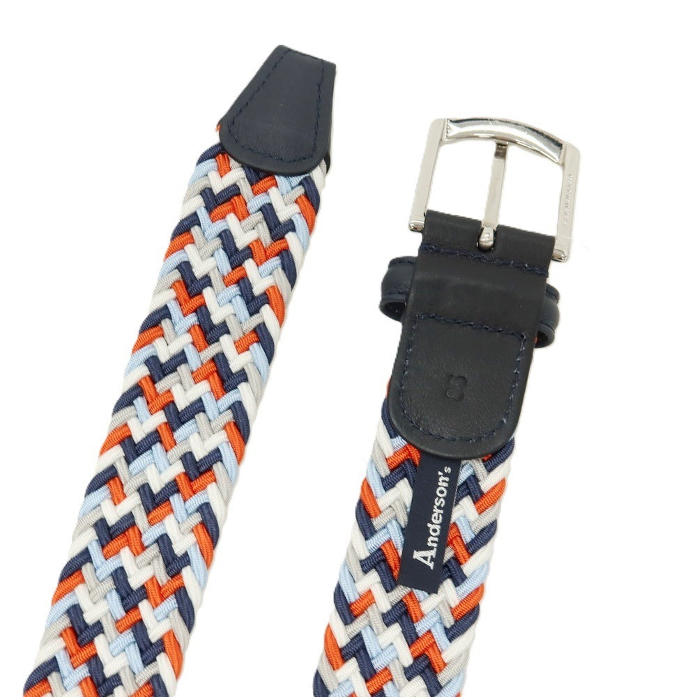 【新品】アンダーソンズ Andersons エラスティック ゴム メッシュベルト ライトグレーxマルチカラー【サイズ85】【 状態ランクN 】【 メンズ 】