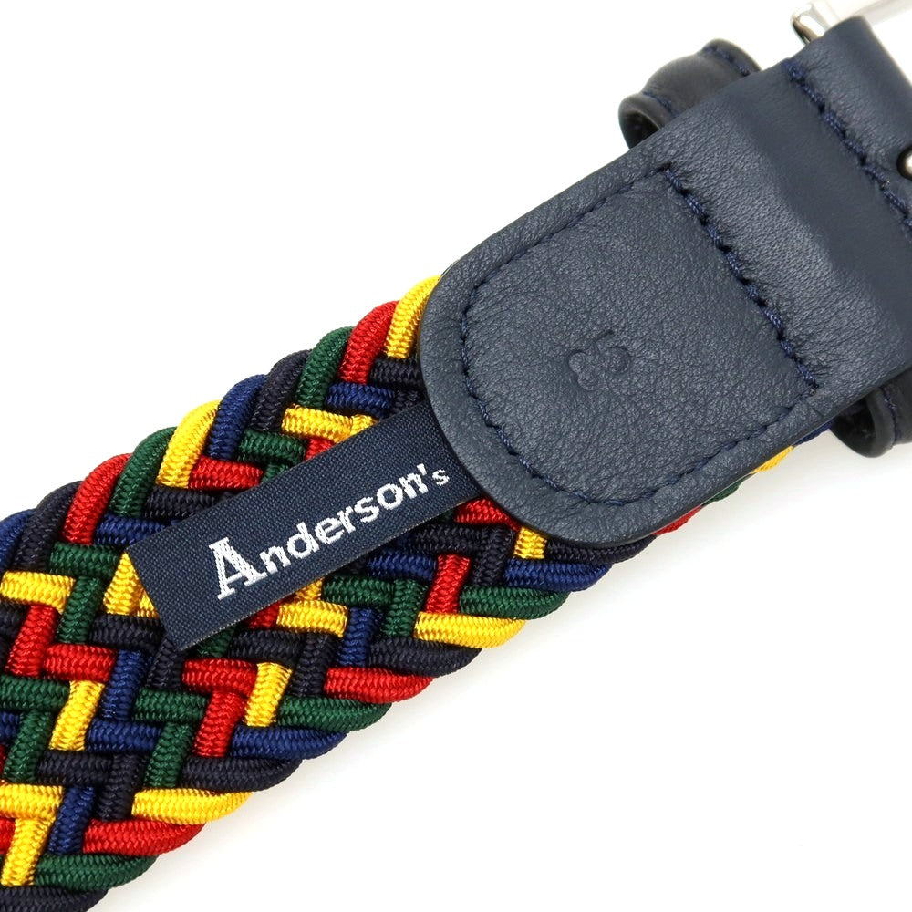 【新品】アンダーソンズ Andersons エラスティック ゴム メッシュベルト ネイビーxマルチカラー【サイズ85】【 状態ランクN 】【 メンズ 】
