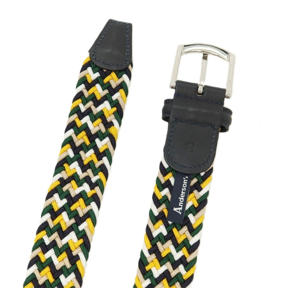 【新品】アンダーソンズ Andersons エラスティック ゴム メッシュベルト グリーンxマルチカラー【サイズ85】【 状態ランクN 】【 メンズ 】