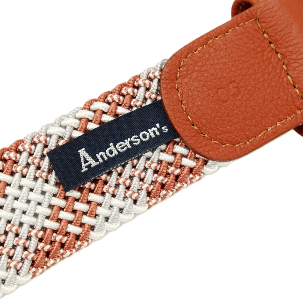 【新品】アンダーソンズ Andersons エラスティック ゴム メッシュベルト テラコッタxライトグレー【サイズ85】【 状態ランクN 】【 メンズ 】