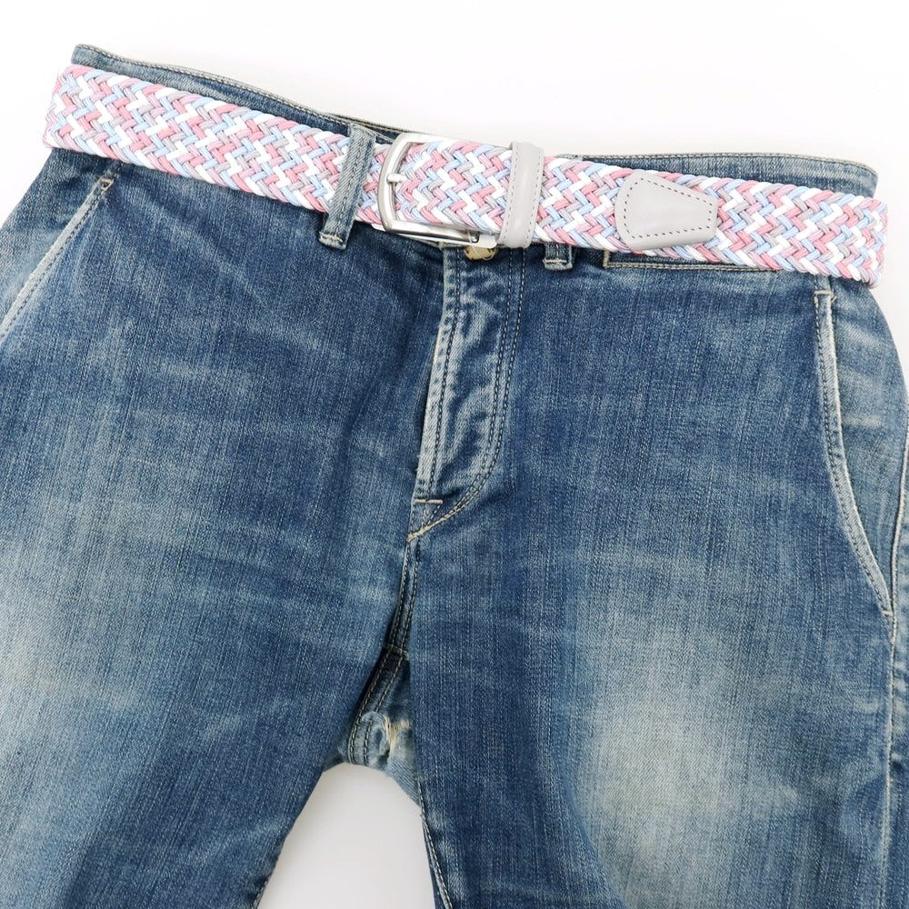 【新品】アンダーソンズ Andersons エラスティック ゴム メッシュベルト ピンクxライトブルー【サイズ85】【 状態ランクN 】【 メンズ 】