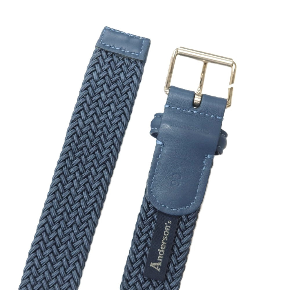 【中古】【未使用】アンダーソンズ Andersons トゥモローランド別注 エラスティック ゴム メッシュベルト グレイッシュブルーxシルバー【サイズ90】【 状態ランクS 】【 メンズ 】