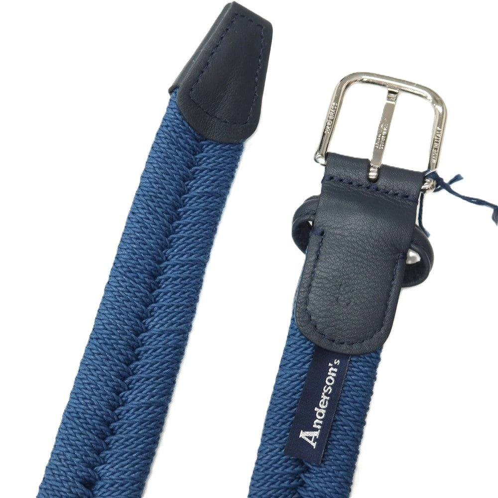 【新品】アンダーソンズ Andersons エラスティック ゴム メッシュベルト ダークブルーxネイビー【サイズ95】【 状態ランクN 】【 メンズ 】