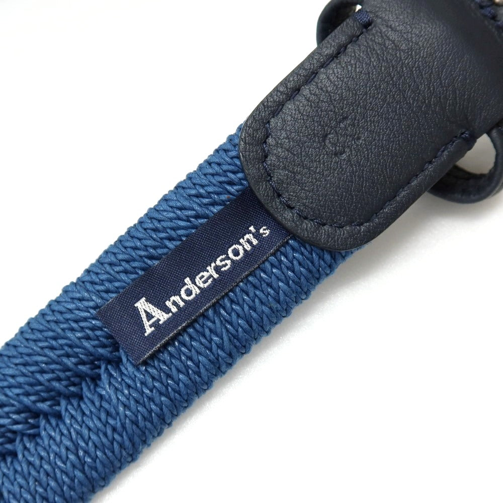 【新品】アンダーソンズ Andersons エラスティック ゴム メッシュベルト ダークブルーxネイビー【サイズ95】【 状態ランクN 】【 メンズ 】