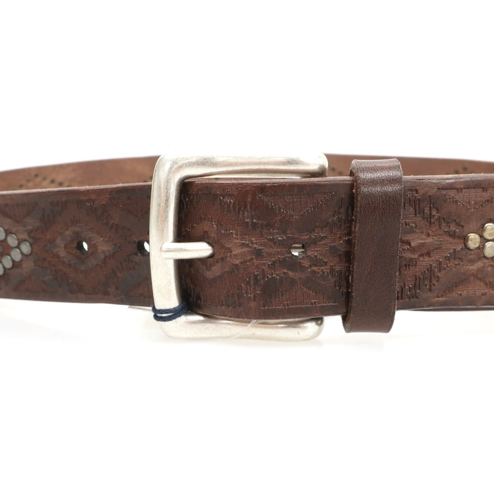 【新品】アンダーソンズ Andersons ターコイズ スタッズ レザー ベルト アッシュブラウン【サイズ95】【 状態ランクN 】【 メンズ 】