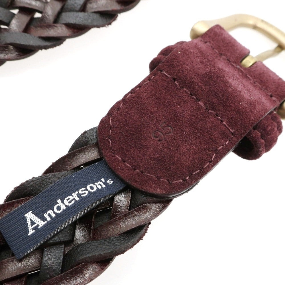 【新品】アンダーソンズ Andersons レザー メッシュベルト ボルドー【サイズ95】【 状態ランクN 】【 メンズ 】