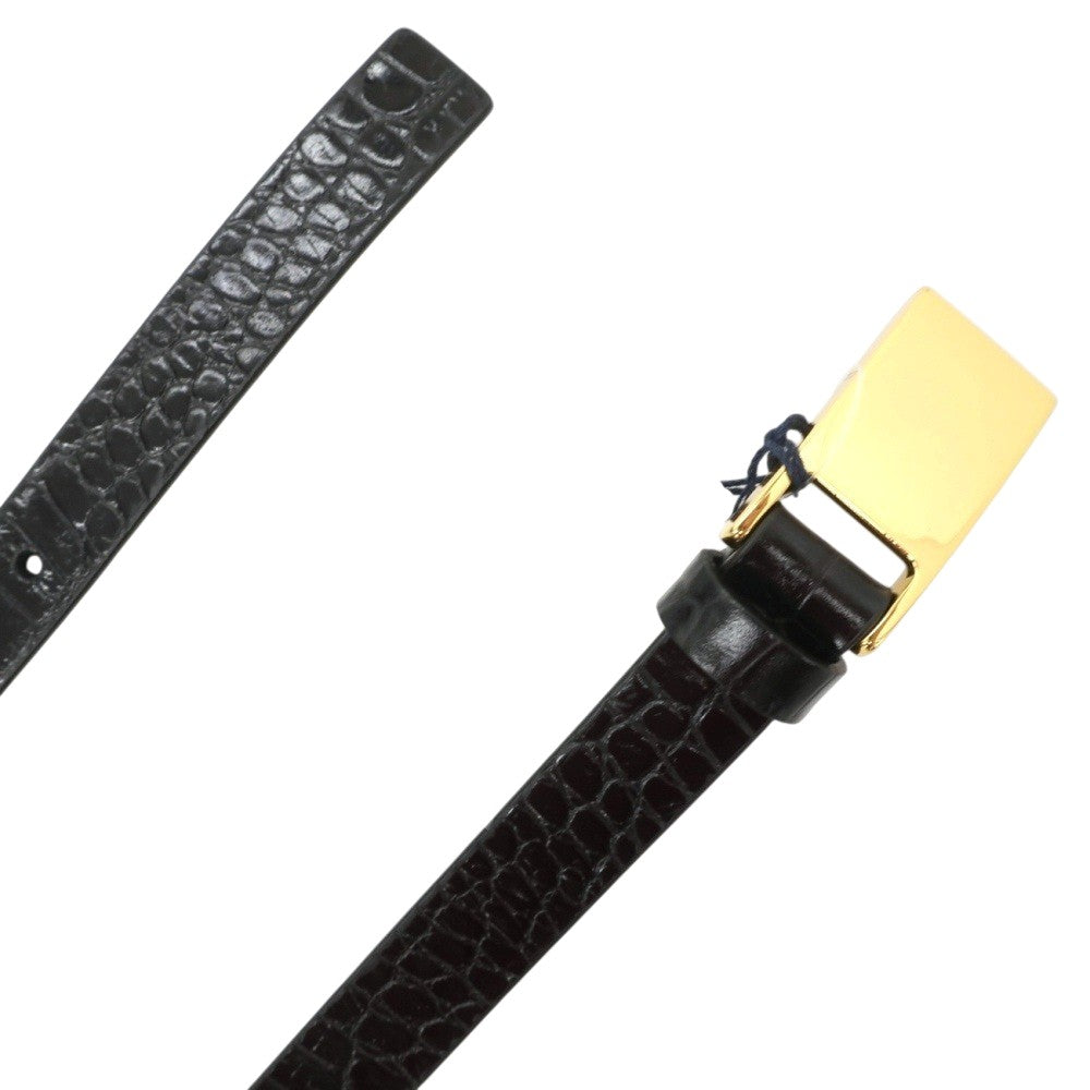 【新品】アンダーソンズ Andersons クロコ型押し カーフレザー ナローベルト ブラックxゴールド【サイズ80】【 状態ランクN 】【 メンズ 】