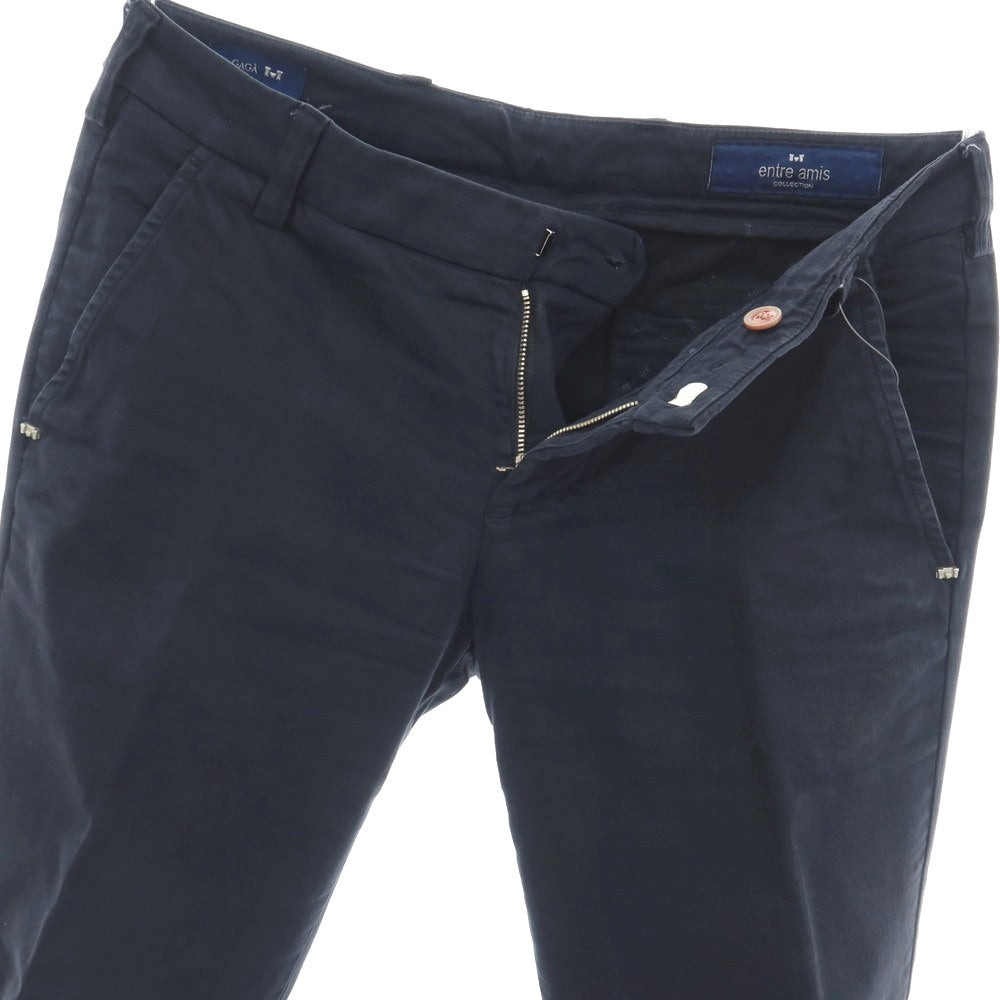 【中古】アントレアミ ENTRE AMIS GAGA ストレッチ ツイルコットン カジュアルスラックスパンツ ネイビー【サイズ30】【 状態ランクC 】【 メンズ 】