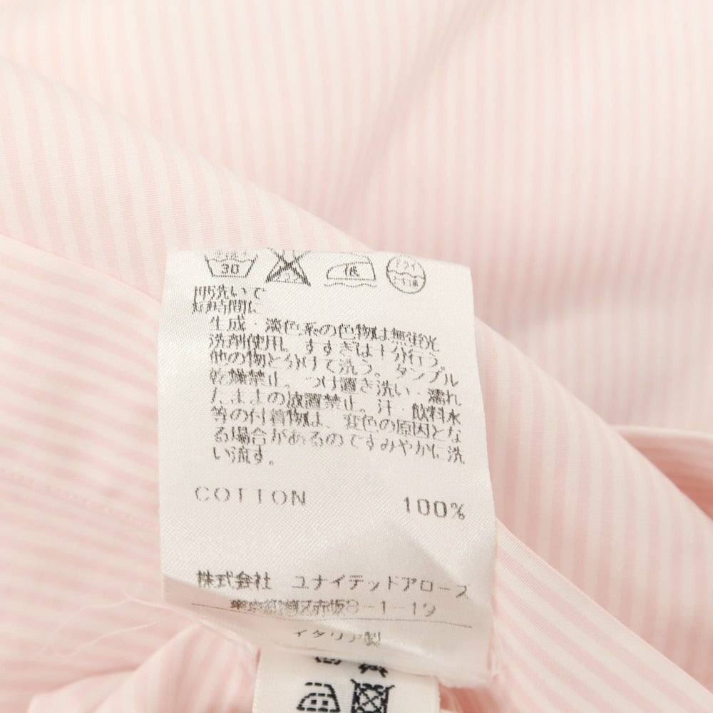 【中古】フライ FRAY コットン ストライプ ワイドカラー ドレスシャツ ホワイトxピンク【サイズ38】【 状態ランクC 】【 メンズ 】