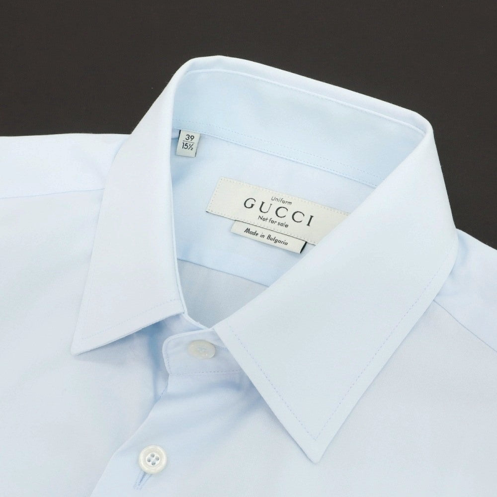 【中古】グッチ GUCCI コットン レギュラーカラー ブロード ドレスシャツ ブルー【サイズ39】【 状態ランクA 】【 メンズ 】