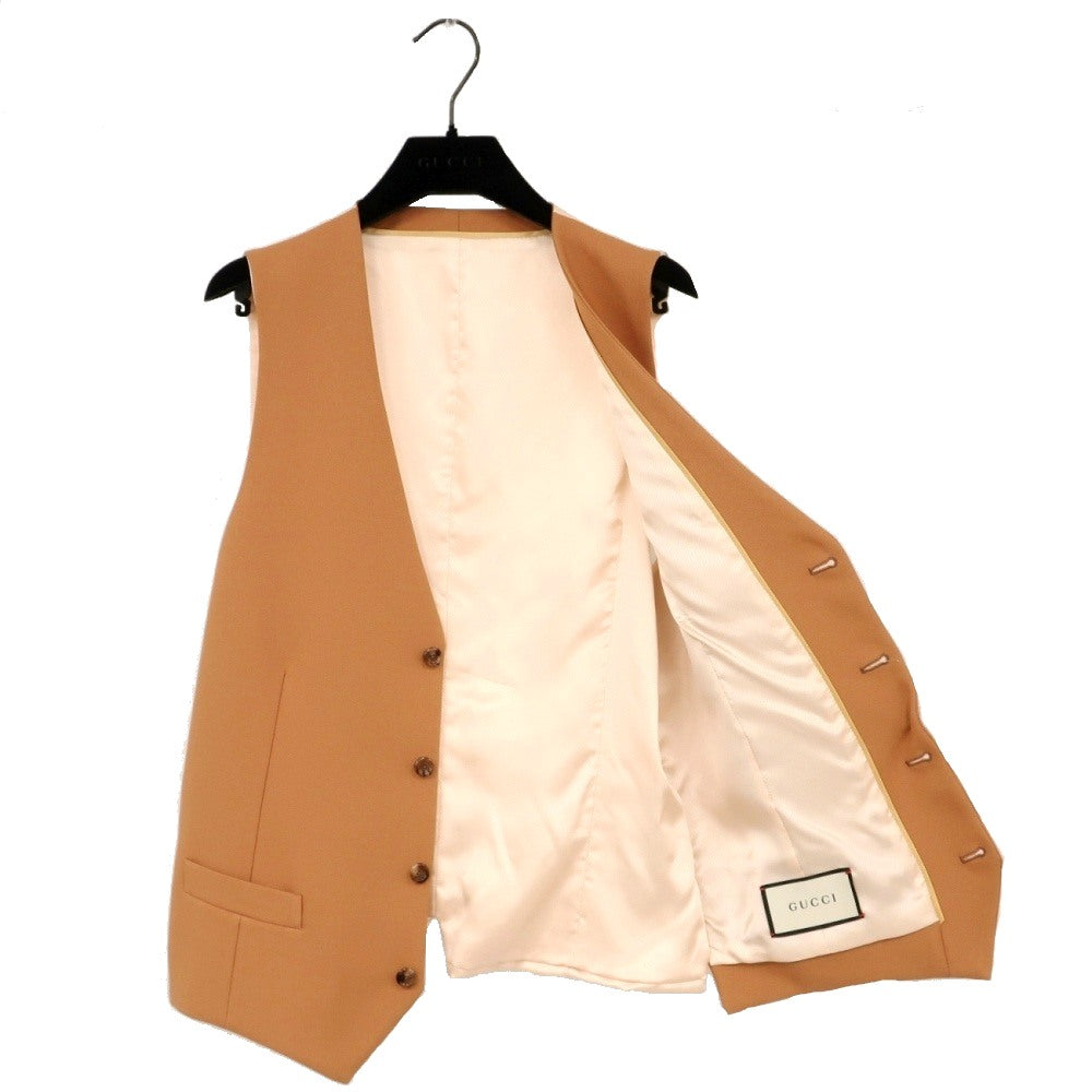 【中古】グッチ GUCCI ポリエステル ツイル ドレス系ジレ ベスト ライトオレンジブラウン【サイズ46】【 状態ランクA 】【 メンズ 】