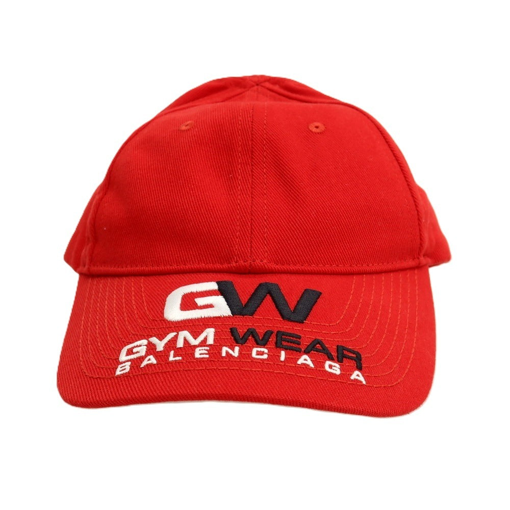 【中古】バレンシアガ BALENCIAGA GYM WEAR ツイルコットン ベースボールキャップ 帽子 レッド【サイズL(59cm)】【 状態ランクA 】【 メンズ 】