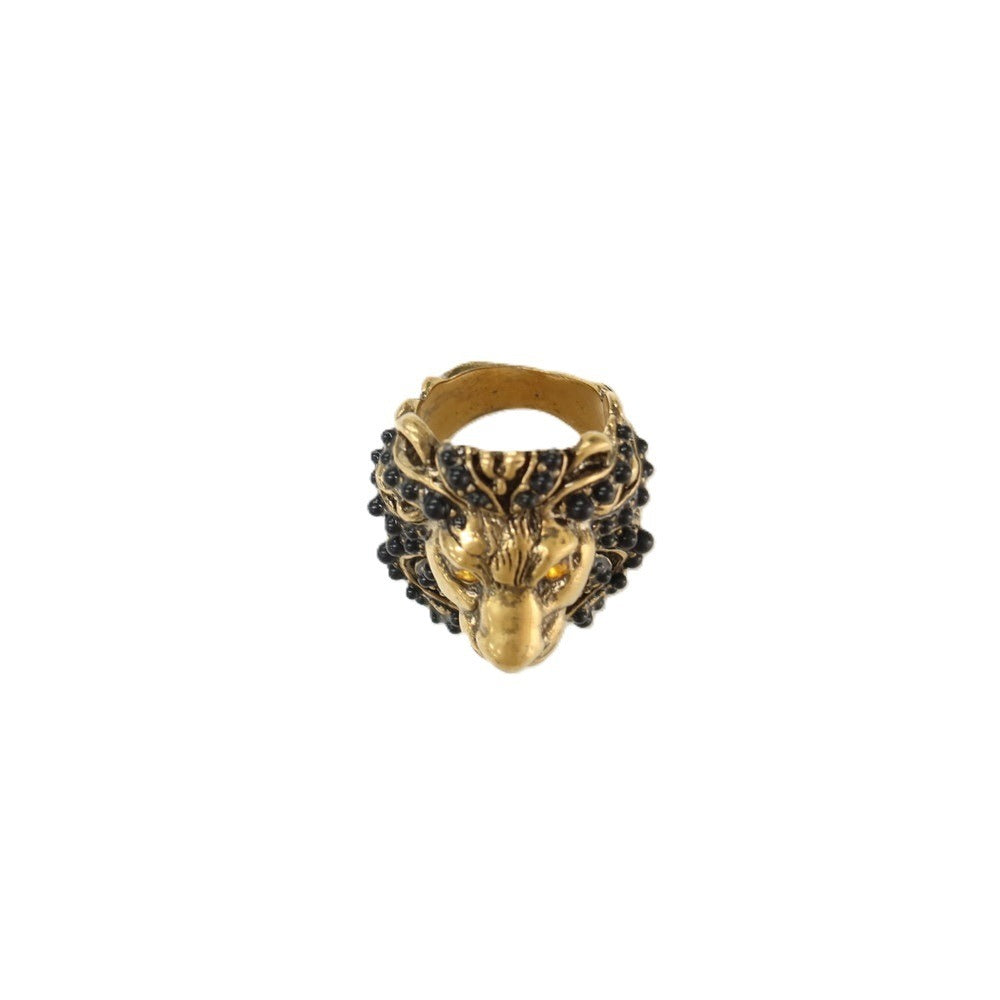 【中古】グッチ GUCCI ライオンヘッド リング・指輪 ゴールドxオレンジ【サイズ13(刻印記載)】【 状態ランクA 】【 メンズ 】