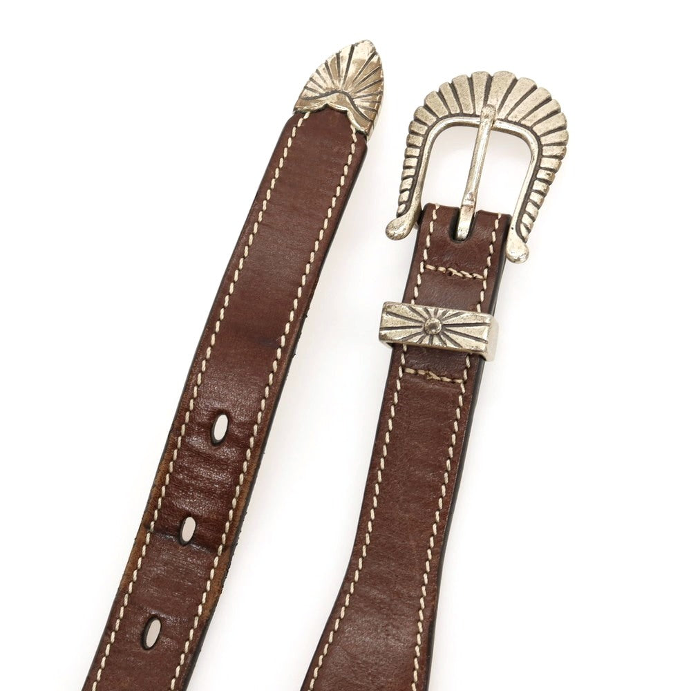 【中古】アドリアーノ メネゲッティ ADRIANO MENEGHETTI レザー NATIVE ウエスタン ベルト ダークブラウン【サイズ80】【 状態ランクB 】【 メンズ 】