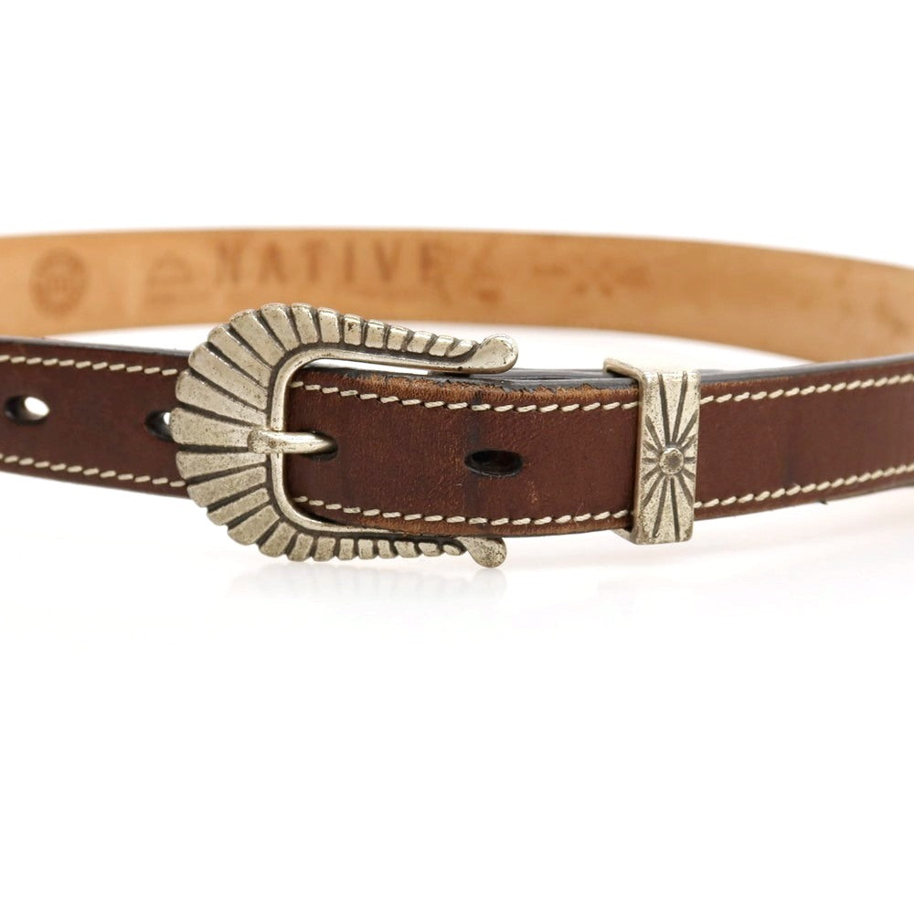 【中古】アドリアーノ メネゲッティ ADRIANO MENEGHETTI レザー NATIVE ウエスタン ベルト ダークブラウン【サイズ80】【 状態ランクB 】【 メンズ 】