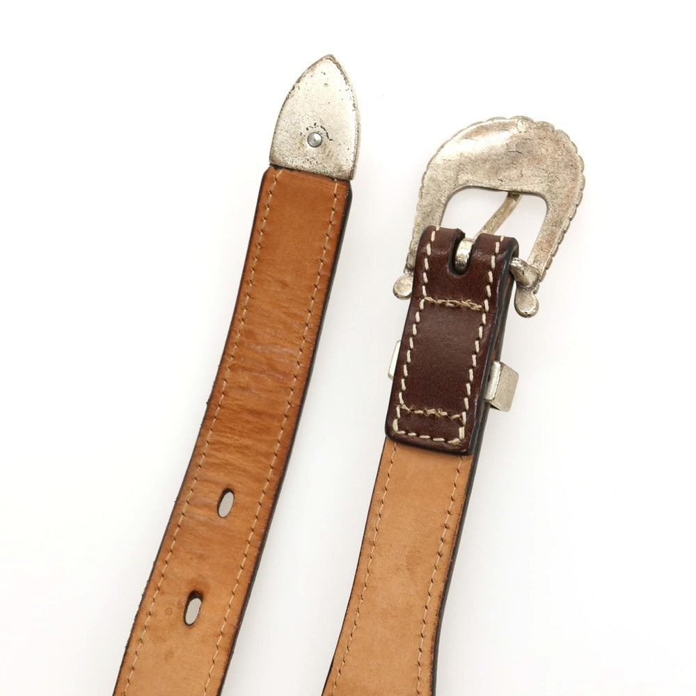 【中古】アドリアーノ メネゲッティ ADRIANO MENEGHETTI レザー NATIVE ウエスタン ベルト ダークブラウン【サイズ80】【 状態ランクB 】【 メンズ 】