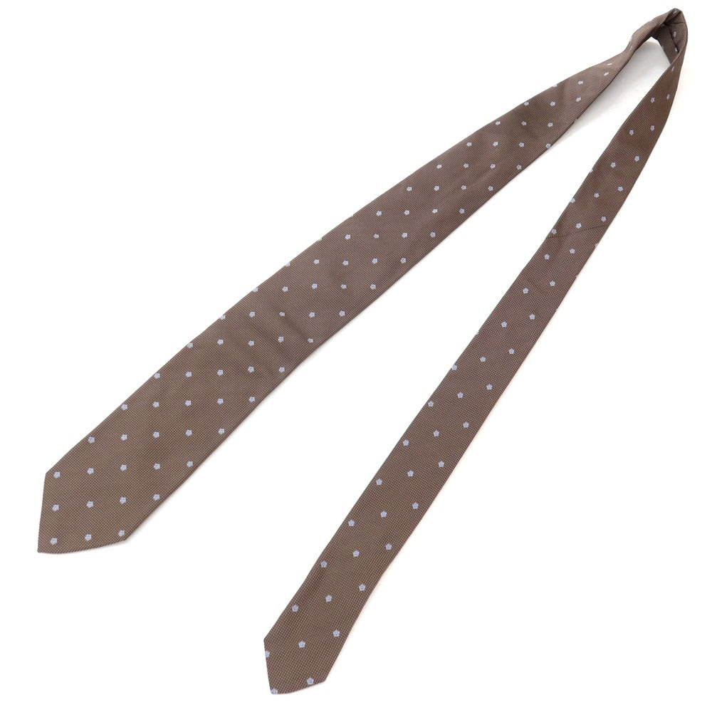【中古】タイユアタイ TIE YOUR TIE シルク 花小紋柄ネクタイ ブラウンxライトブルー【 状態ランクC 】【 メンズ 】