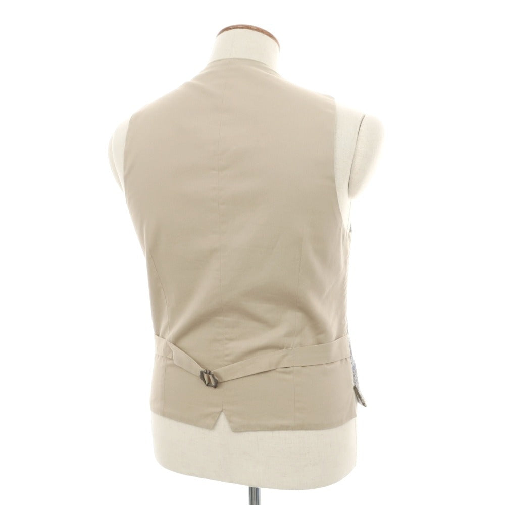 【中古】ラルディーニ LARDINI シルクウールナイロン チェック カジュアル系ジレ ベスト ブルー系xベージュ【サイズ48】【 状態ランクD 】【 メンズ 】
