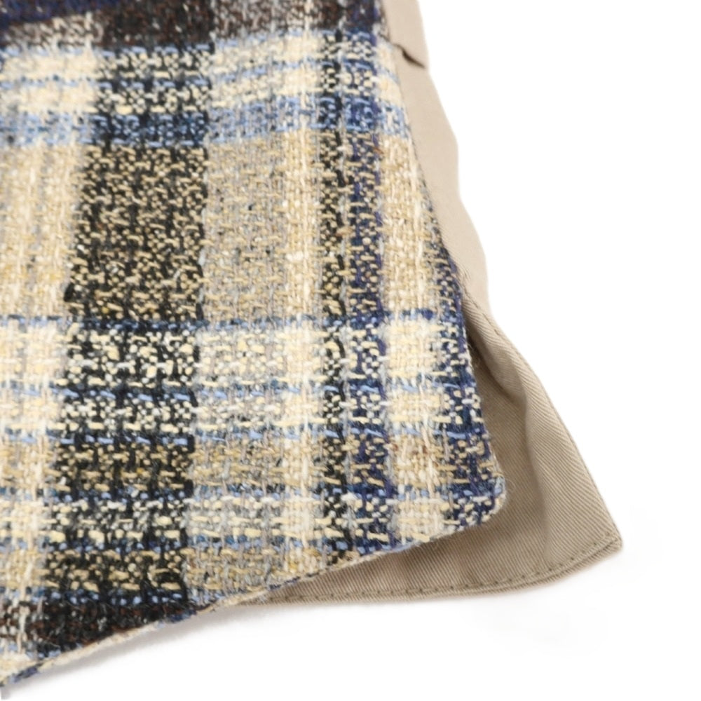 【中古】ラルディーニ LARDINI シルクウールナイロン チェック カジュアル系ジレ ベスト ブルー系xベージュ【サイズ48】【 状態ランクD 】【 メンズ 】